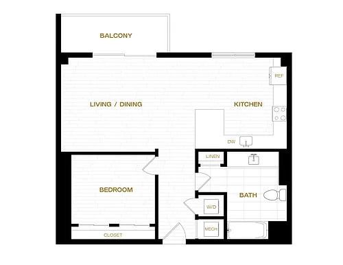 Floor plan 1 Bed/1 Bath-A6