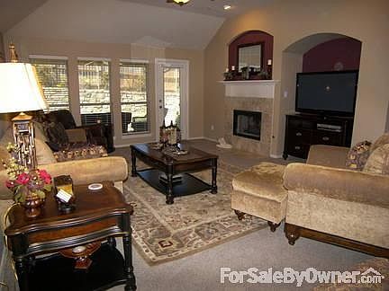 family room and fireplace