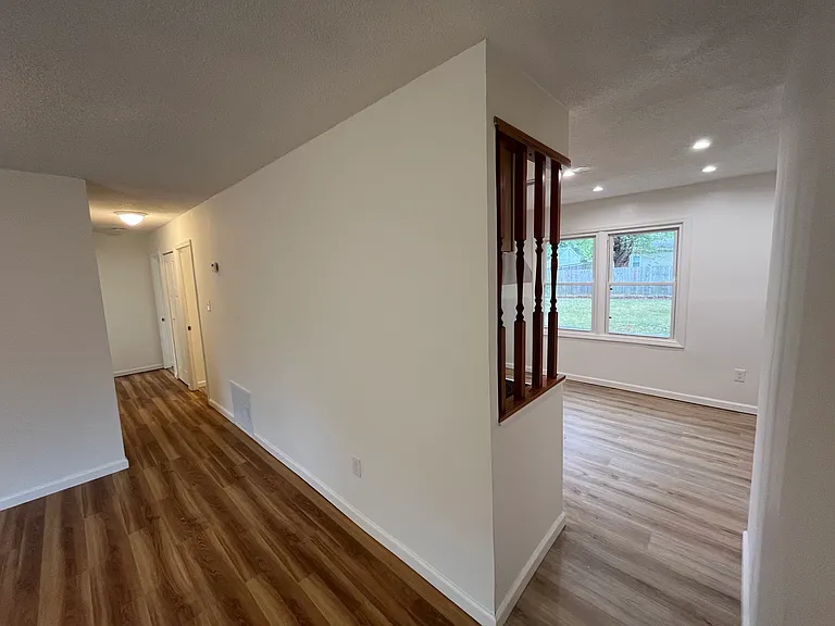 kitchen and hallway viewed from living