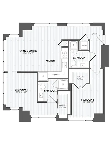 Floor plan 2 Bed/2 Bath-B2