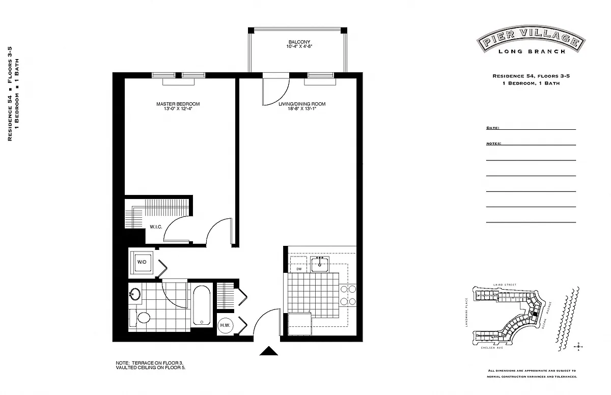 Floor plan P1 1BR 1BA (789 SF)