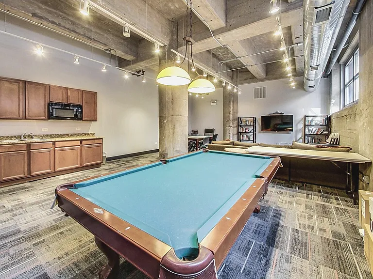 Resident lounge with a pool table