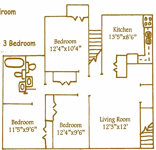 Floor plan 3 Bed 2 Bath