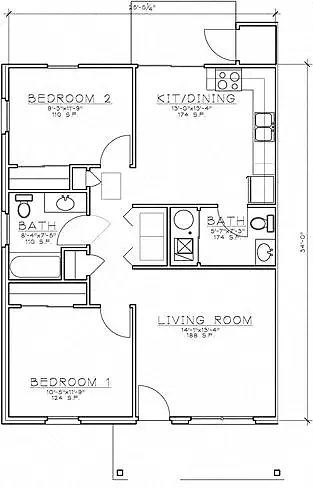Floor plan 2 Bdrm TH