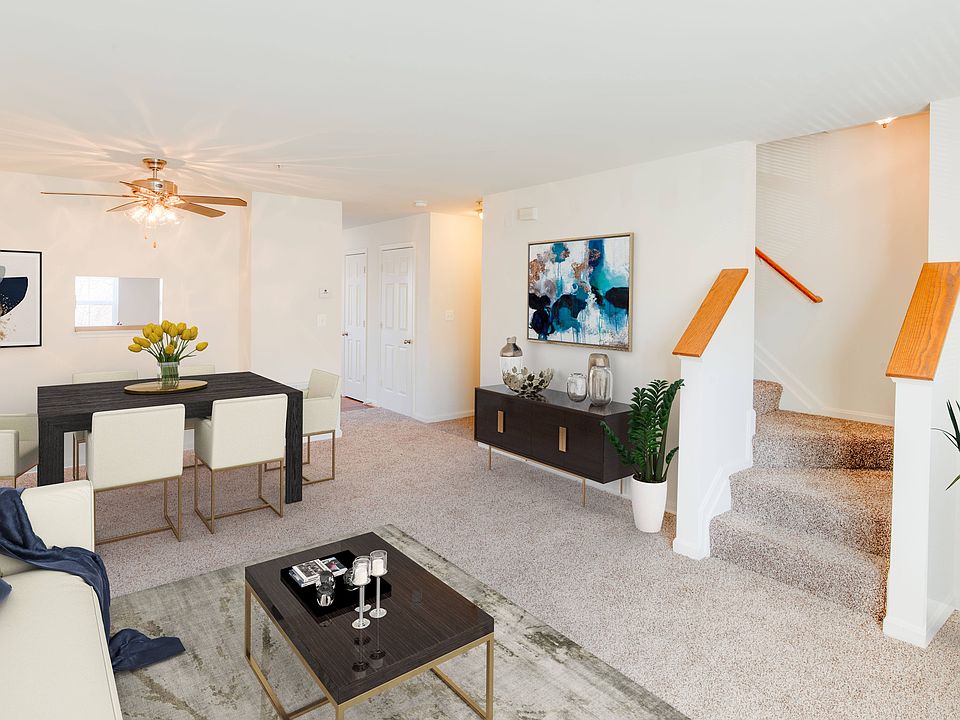 Staged living and dining area