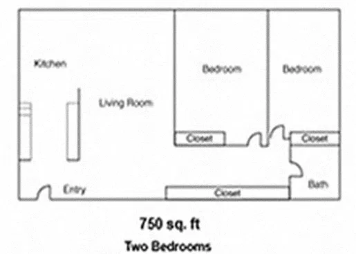 Floor plan Renovated 2 Bedroom 1 Bath