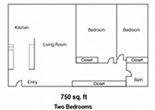 Floor plan Renovated 2 Bedroom 1 Bath