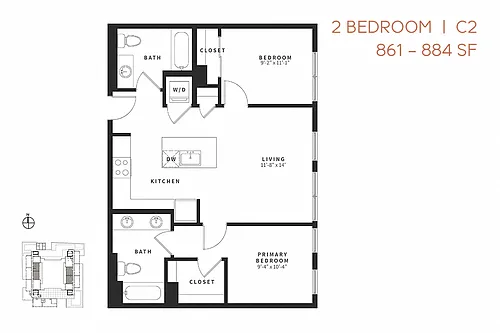 Floor plan Two Bedroom C2