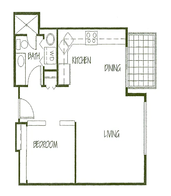 Floor plan Open 1x1