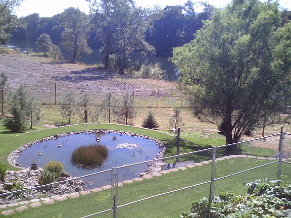 Pond, waterfall & stream.
