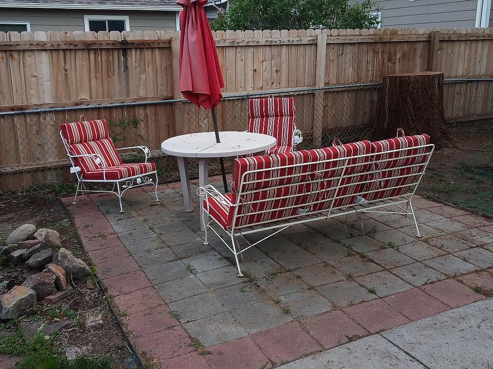 Backyard with furniture.