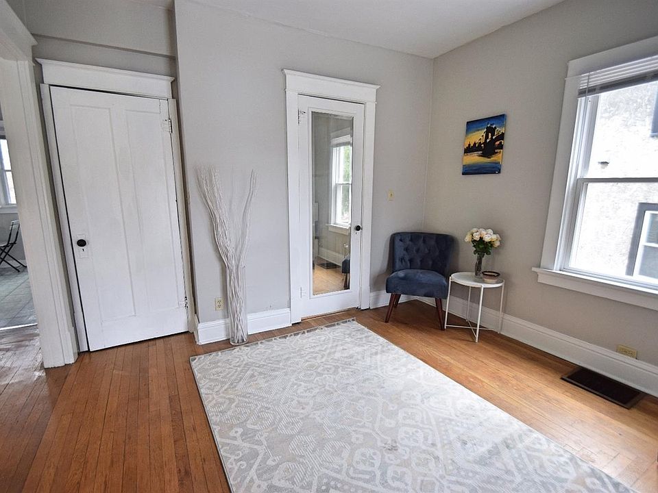 Front room
- bathroom door on right
- closet door on left