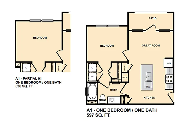 Floor plan A1 - 1 Bedroom