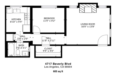Floor plan 1 Bedroom 1 Bath