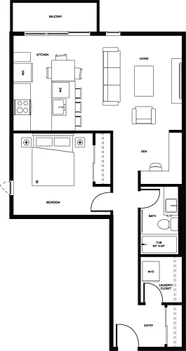 Floor plan 1 bed 1bath+Den 1 Bed 1 Bath 3