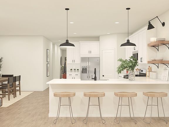 Kitchen with peninsula island