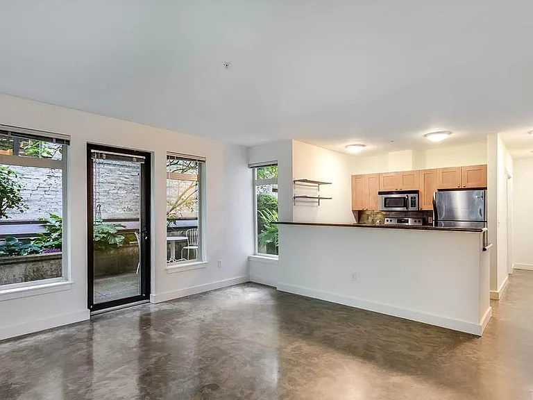 Living room with private patio right outside