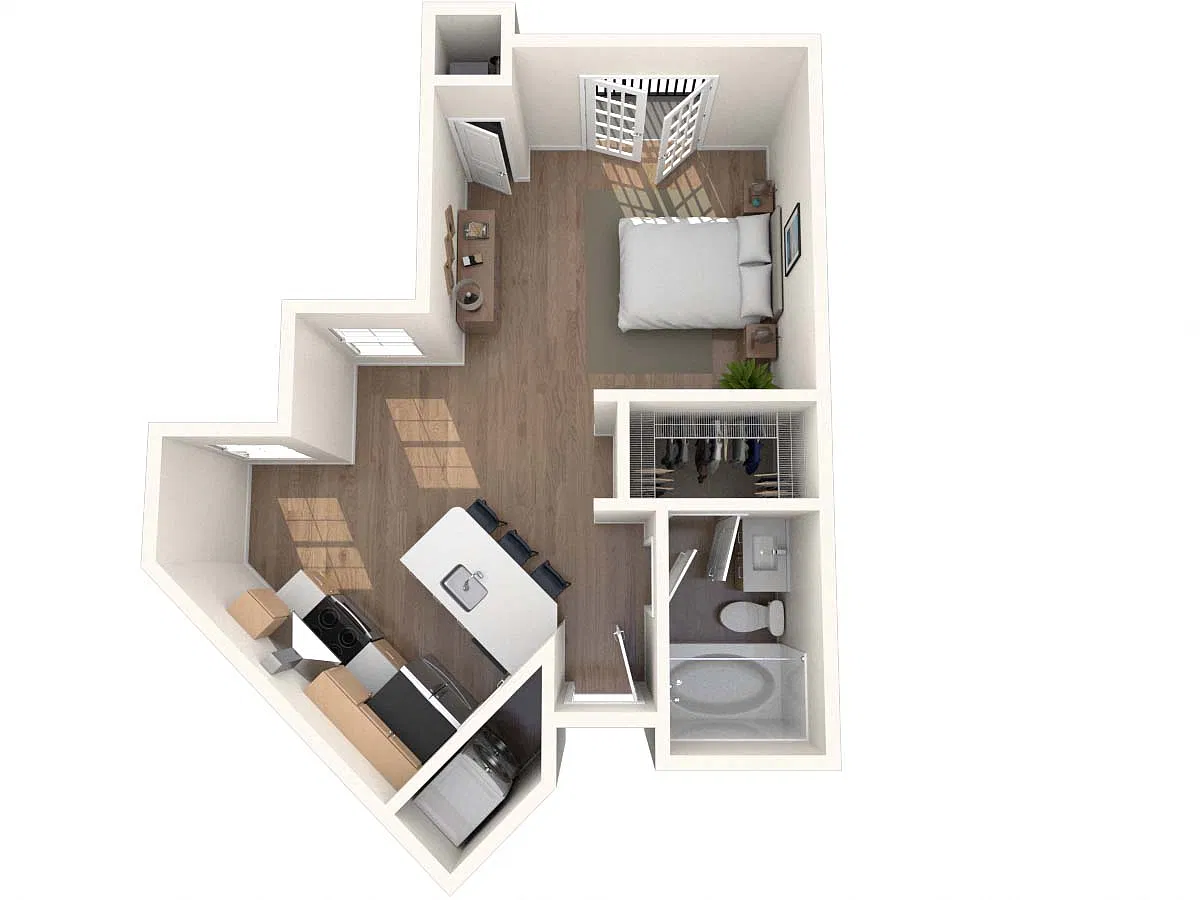 Floor plan Studio 0x1 401 SF