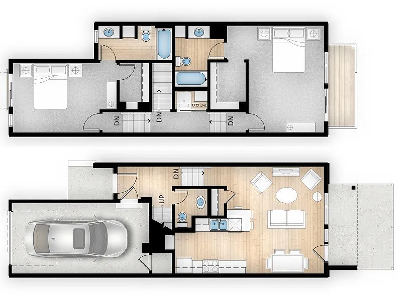 Floor plan 2 Bed 2.5 Bath - B3