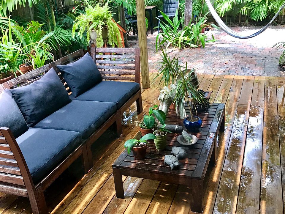 Patio and deck.