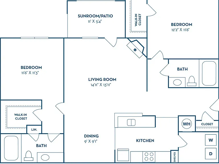 2 Bedroom | 2 Bath | 1117 SF 2 Bedroom | 2 Bath | 1117 SF
