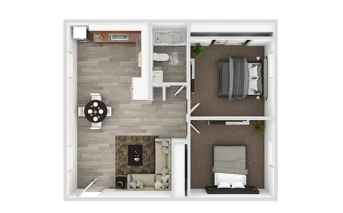 Floor plan Two Bedroom One Bath