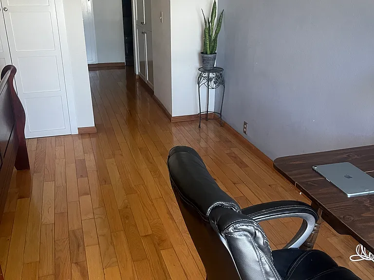 Complete privacy in the master bedroom! The hallway leading back to the apartment.