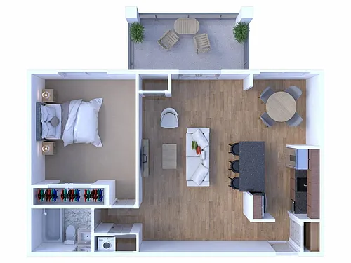 Floor plan 1 BR - 1 BTH W/D
