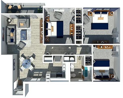 Floor plan Marc 3 Bedroom 1 Bathroom