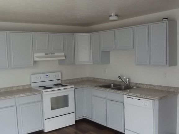 Cabinet color is now white and a new range/oven.