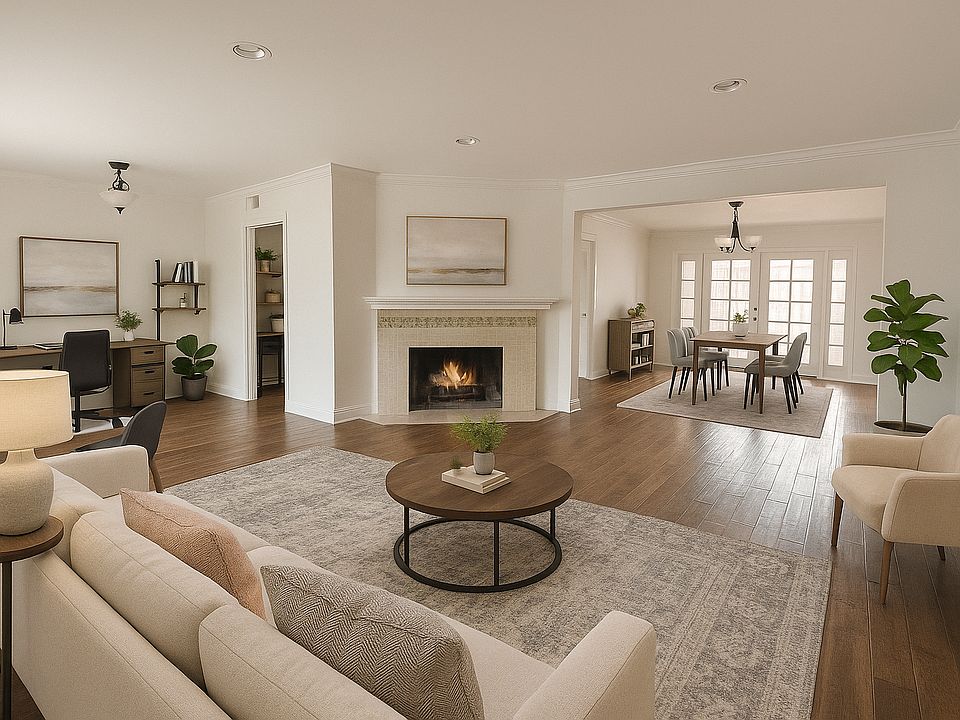 Living room and Den/Office and Dining Room. Den and Dining room can be interchanged.