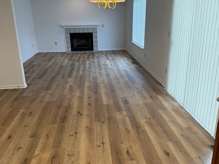 Brand new LVP flooring throughout, family room features wood burning fireplace, new light fixture in Kitchen.