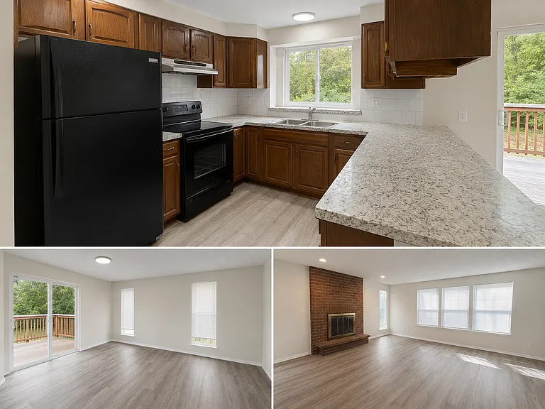 Updated kitchen with ample cabinet space, generous countertops, and included appliances.