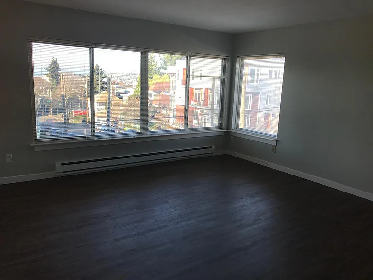 West and north facing living room
