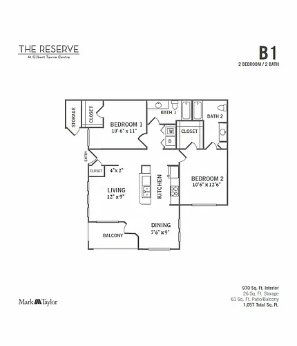 Floor plan 2 Bed/2 Bath