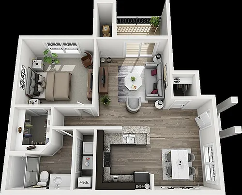 Floor plan Unit B1 - One Bed/One Bath Phase 1 & 2 Classic