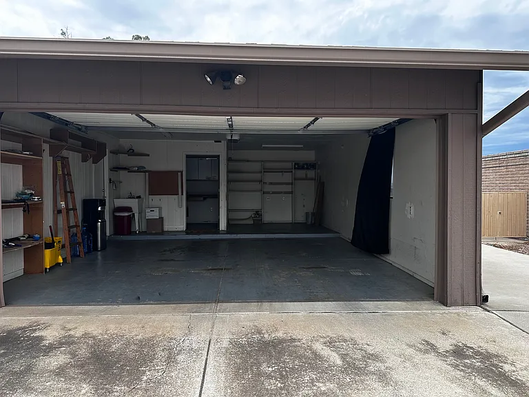 Two car garage with extra storage
