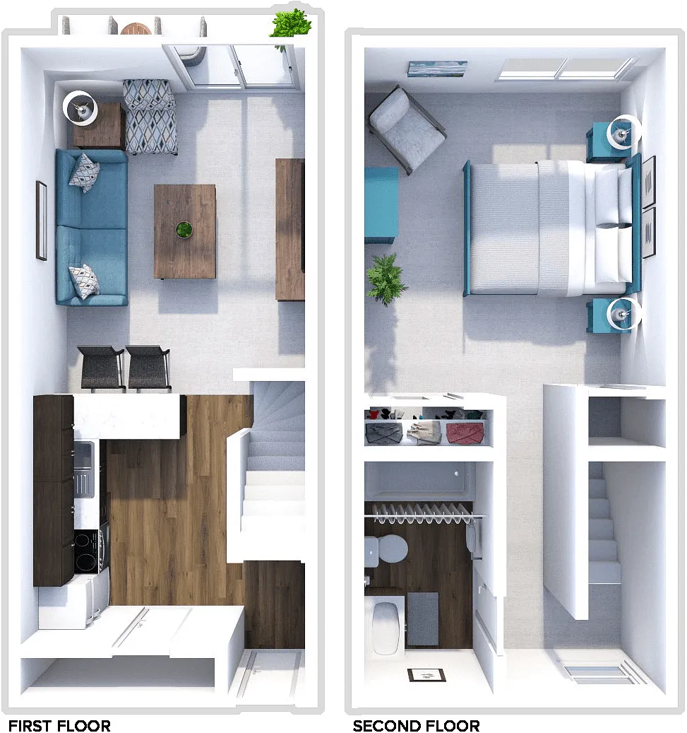 Floor plan 1 Bed 1 Bath Townhome