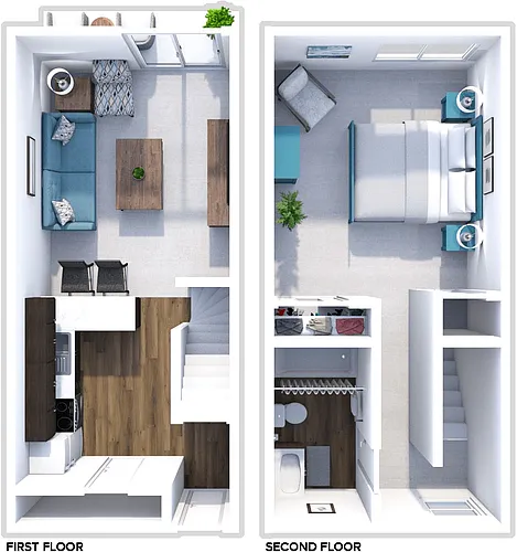Floor plan 1 Bed 1 Bath Townhome