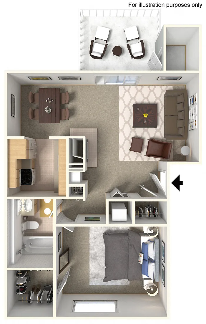 Floor plan One Bedroom One Bath