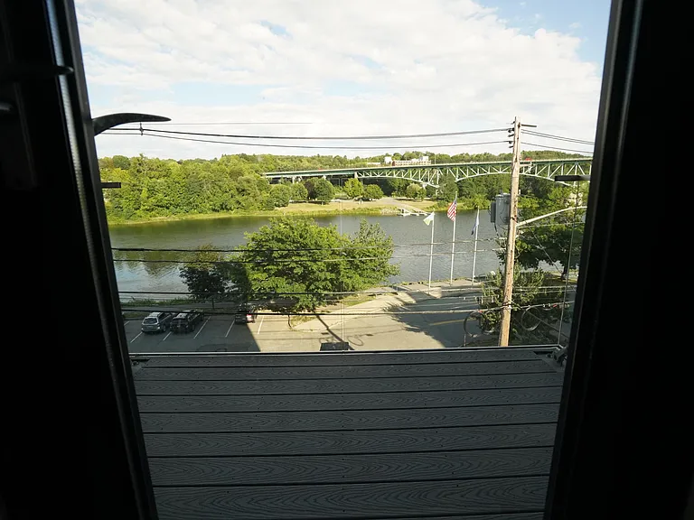 Deck with view of the Kennebec River.