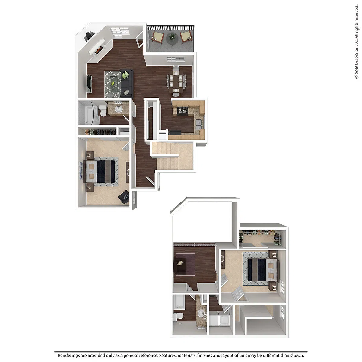 Floor plan Two Bedroom, Two Bathroom Town