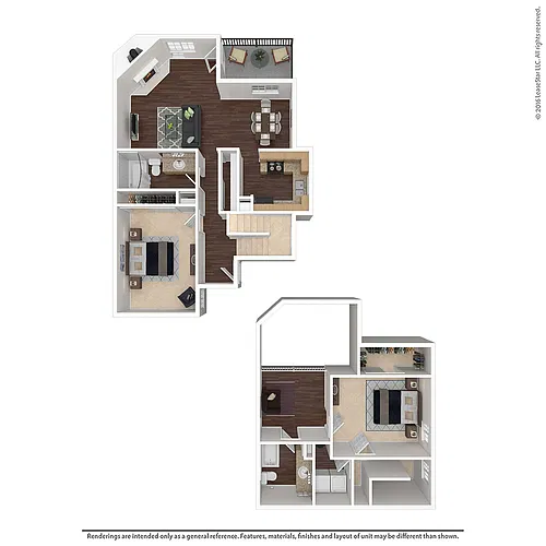 Floor plan Two Bedroom, Two Bathroom Town