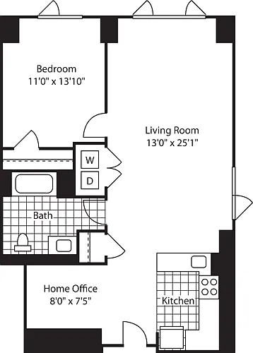 Floor plan 1 Bed (HC) 908