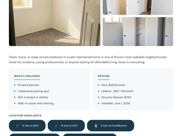 278 N 900 W #3, Provo, UT 84601