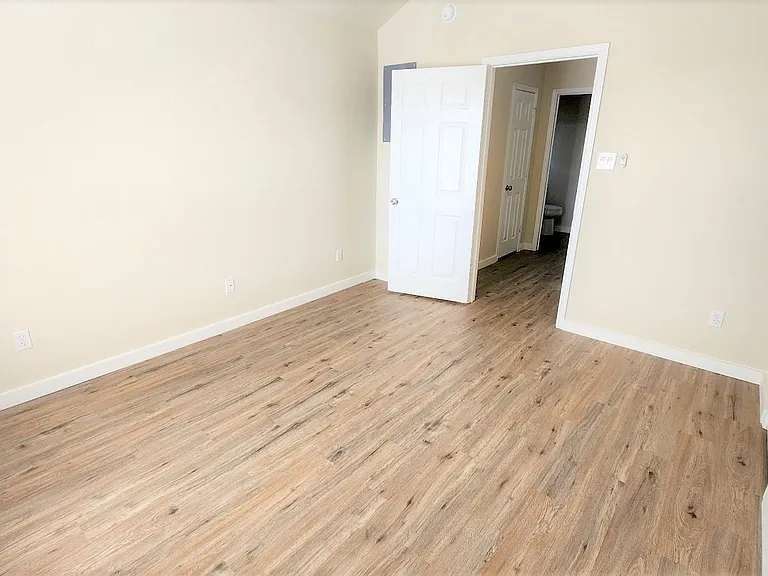 The bathroom is just a few steps away.