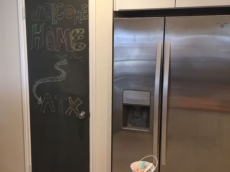 Chalkboard pantry door in Kitchen - all new stainless steel