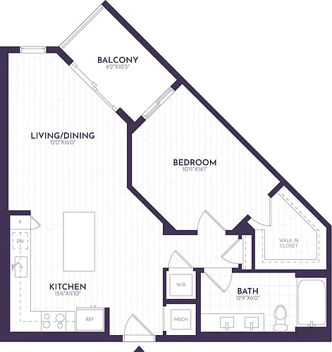 Floor plan 1 Bed/1 Bath-A2