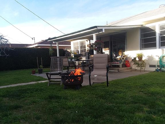 Backyard view of patio