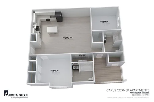 Floor plan 2 BEDROOM 2 BATH LAYOUT B